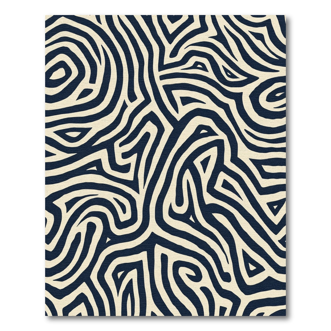 Deep Navy Ivory Abstract Maze Rug