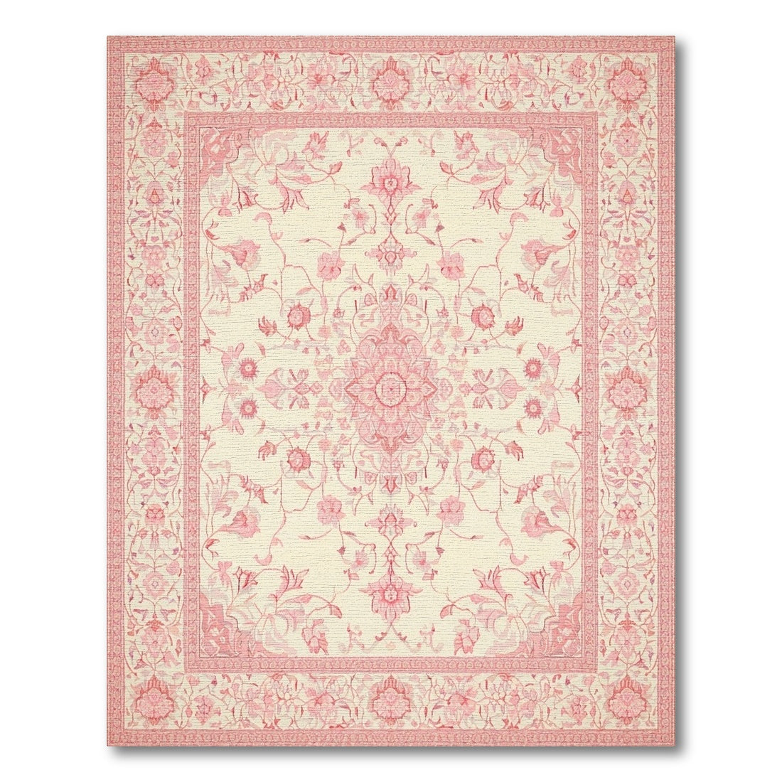 Pink Floral Medallion Vintage Rug
