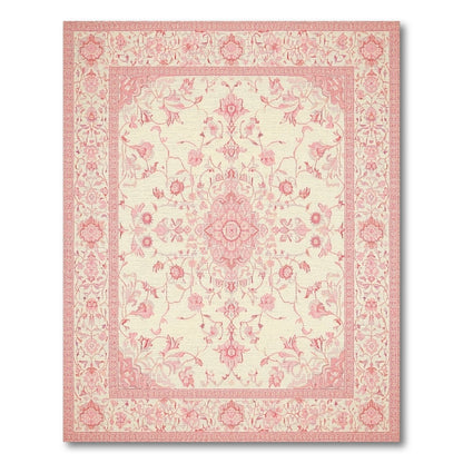 Pink Floral Medallion Vintage Rug
