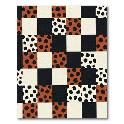 Checkerboard Polka Dot Square Rug