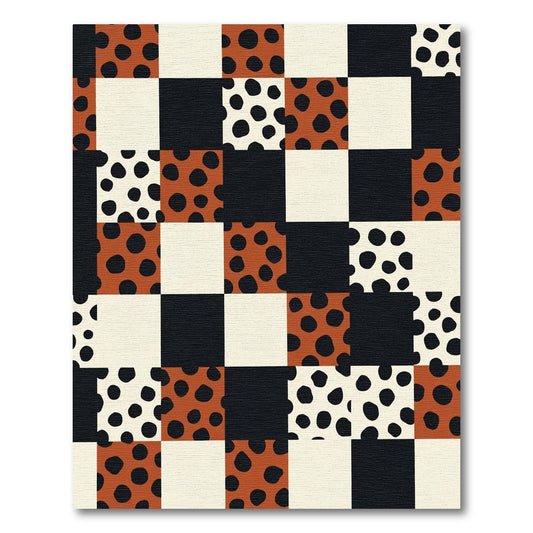 Checkerboard Polka Dot Square Rug