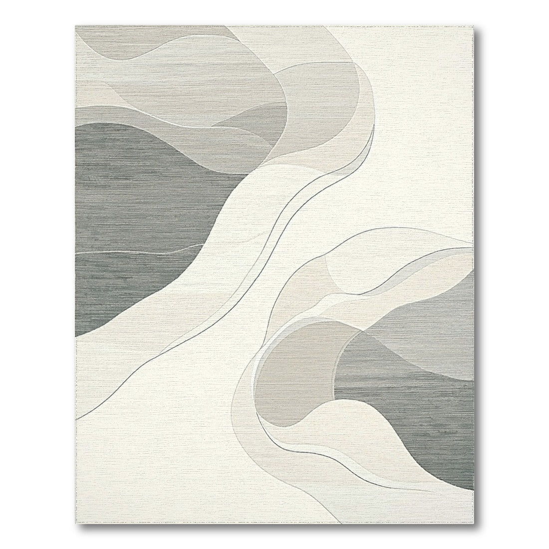 Gray Fluid Organic Waves Rug