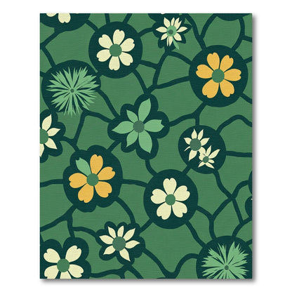 Abstract Botanical Flower Medallion Rug