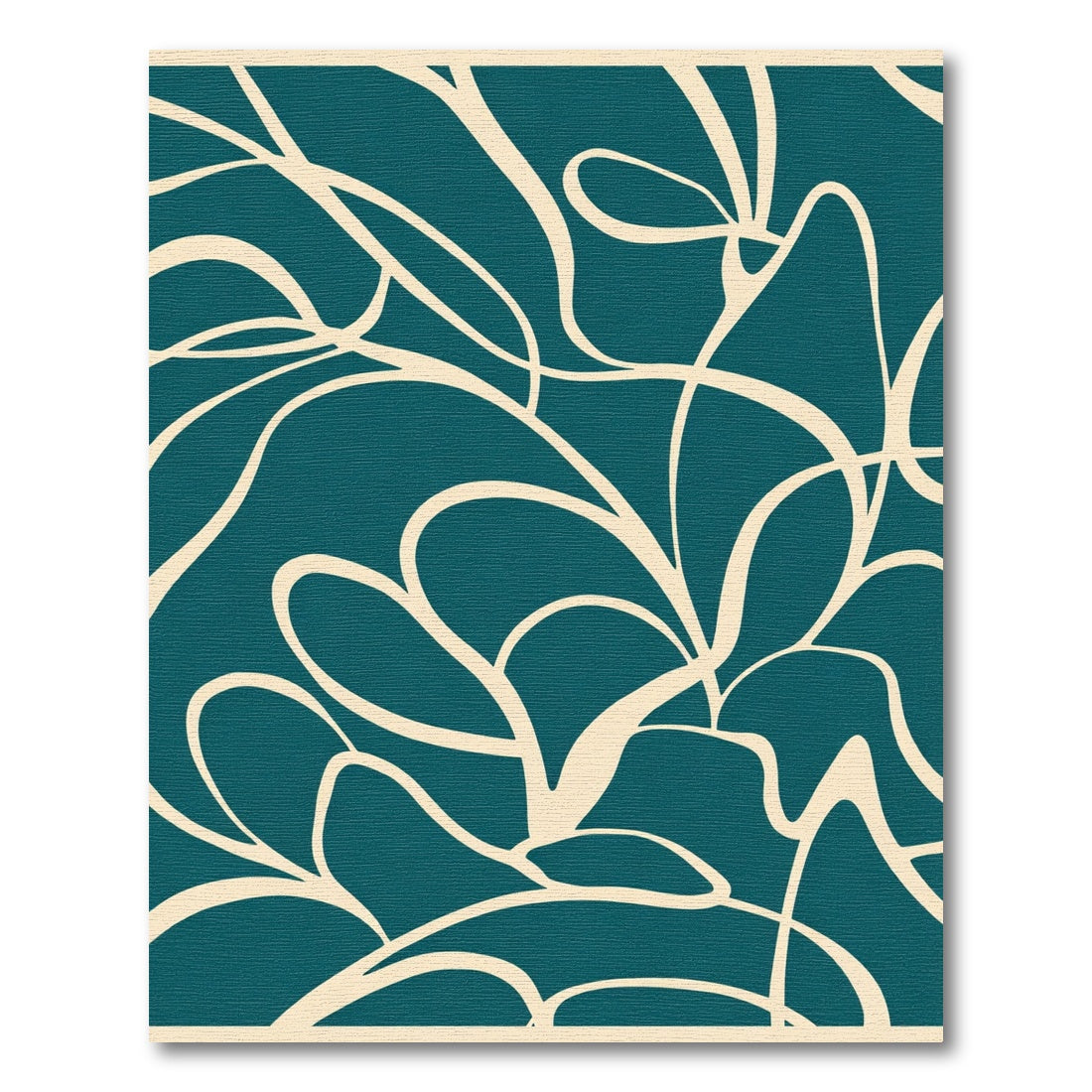 Teal Cream Organic Flowing Lines Rug