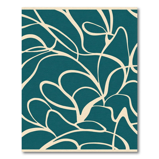 Teal Cream Organic Flowing Lines Rug