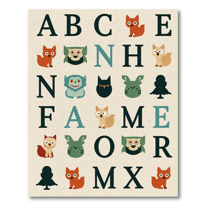Alphabet Forest Creatures Print Rug