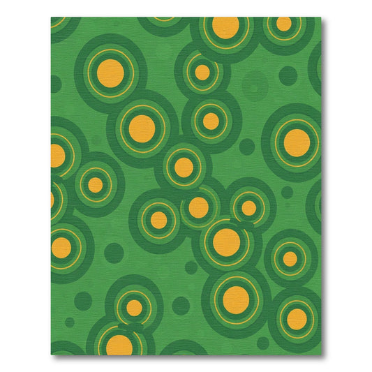 Retro Green Orange Concentric Circles Rug