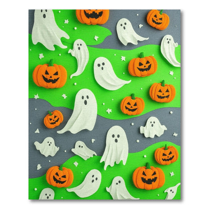 Multi-color and Patterns Halloween Ghosts and Pumpkins Kids Area Rug