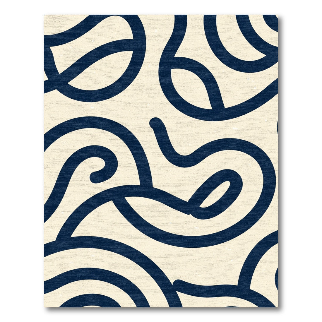 Deep Blue Organic Curve Abstract Rug