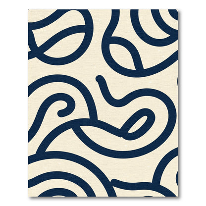Deep Blue Organic Curve Abstract Rug
