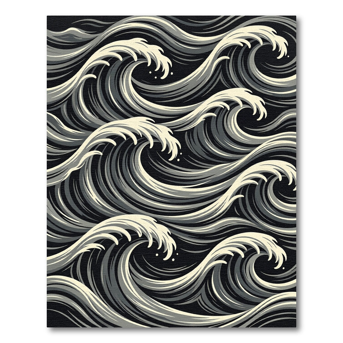 Dynamic Black White Ocean Waves Rug