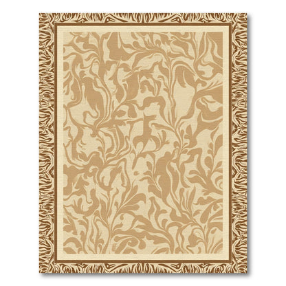 Earthy Botanical Swirls Border Rug
