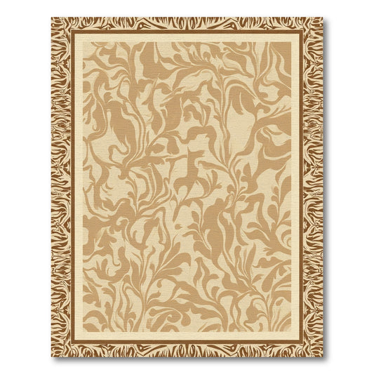Earthy Botanical Swirls Border Rug