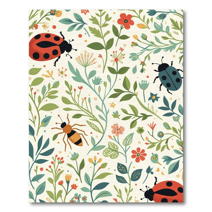 Whimsical Ladybugs and Bee Garden Rug