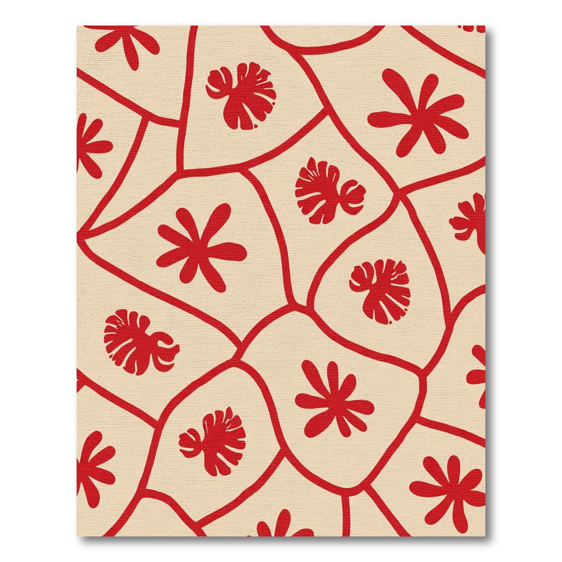Red Floral Organic Cluster Rug