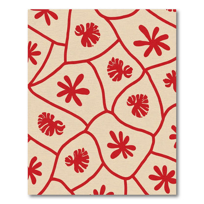 Red Floral Organic Cluster Rug
