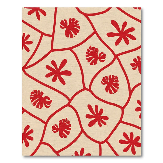 Red Floral Organic Cluster Rug