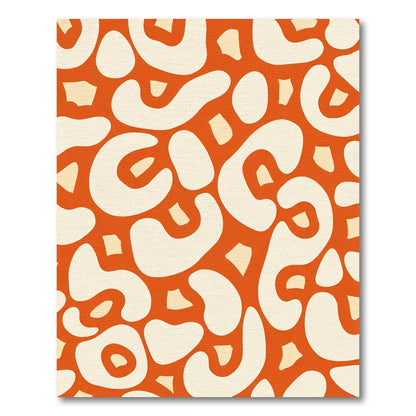 Retro Orange White Abstract Spots Rug