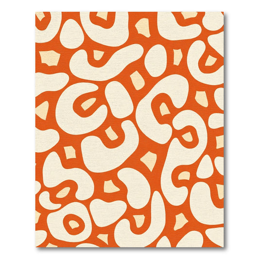 Retro Orange White Abstract Spots Rug