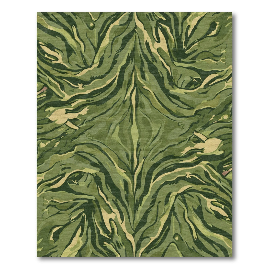 Olive Green Wavy Camouflage Rug
