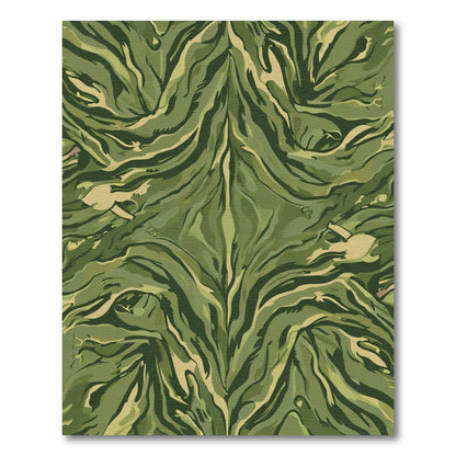 Olive Green Wavy Camouflage Rug