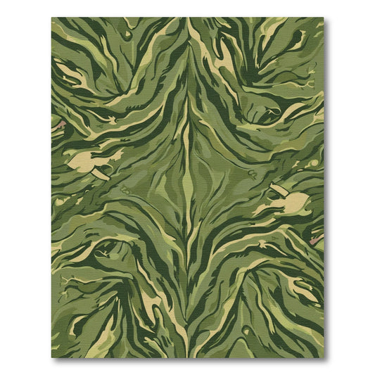 Olive Green Wavy Camouflage Rug