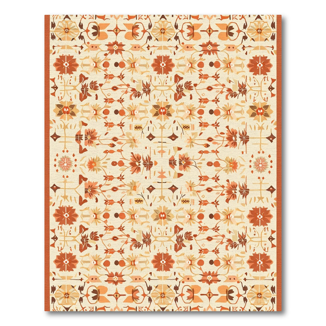 Rustic Earth Tones Floral Medallion Rug