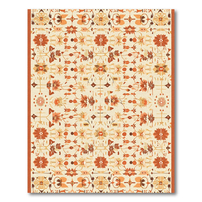 Rustic Earth Tones Floral Medallion Rug