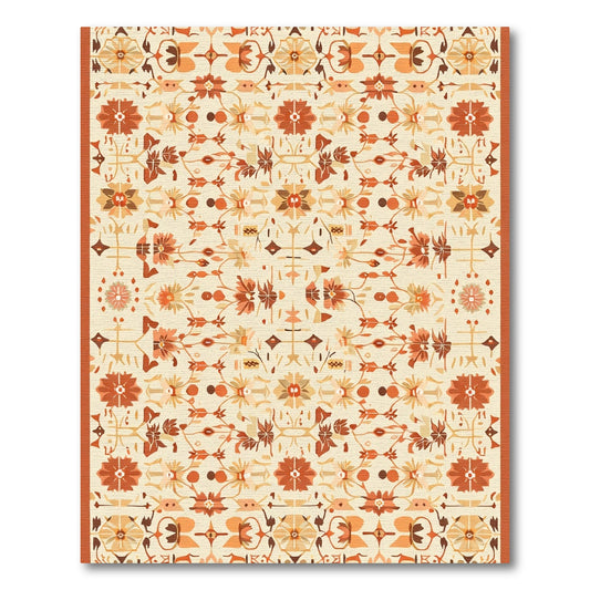 Rustic Earth Tones Floral Medallion Rug