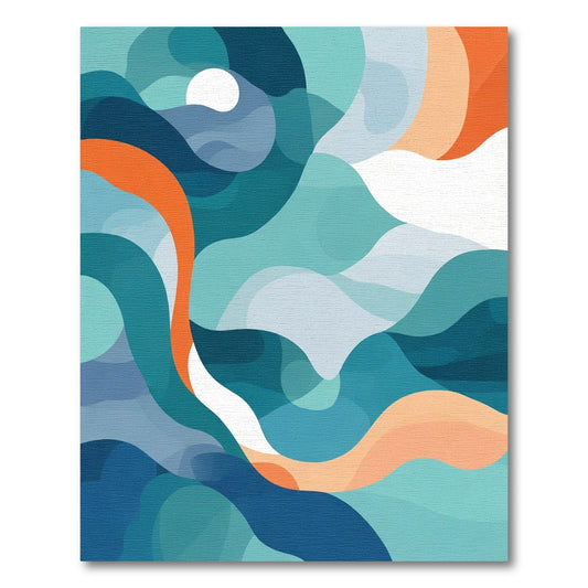 Oceanic Teal Abstract Wave Rug