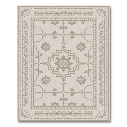 Beige and Neutral Beige Traditional Persian Medallion Rug