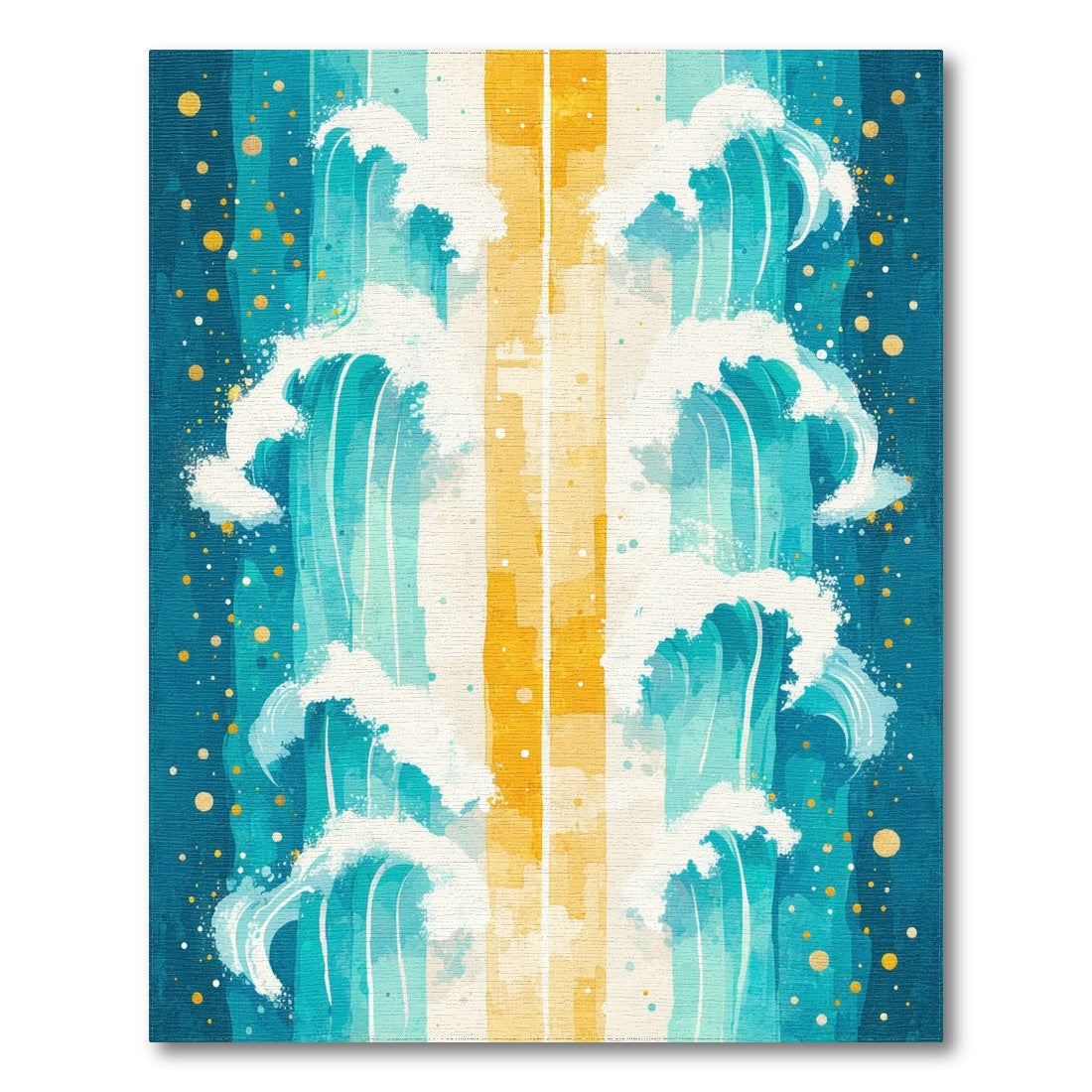 Teal Wave Stripe Coastal Area Rug
