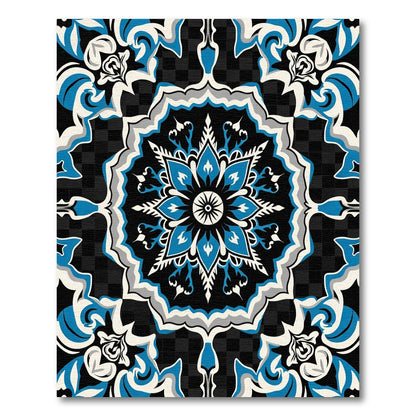 Bold Royal Blue Floral Mandala Rug