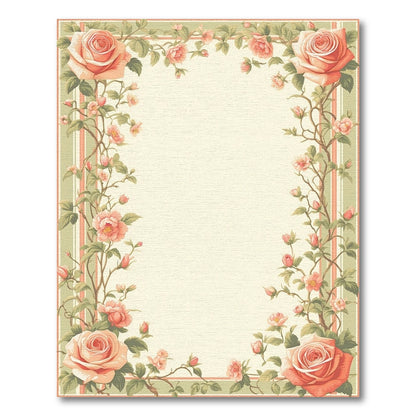 Pink Rose Floral Vintage Area Rug