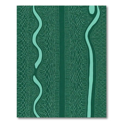 Deep Forest Winding River Lines Rug