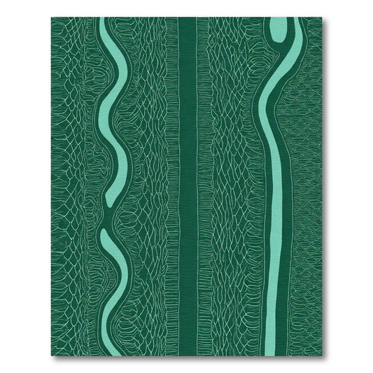 Deep Forest Winding River Lines Rug