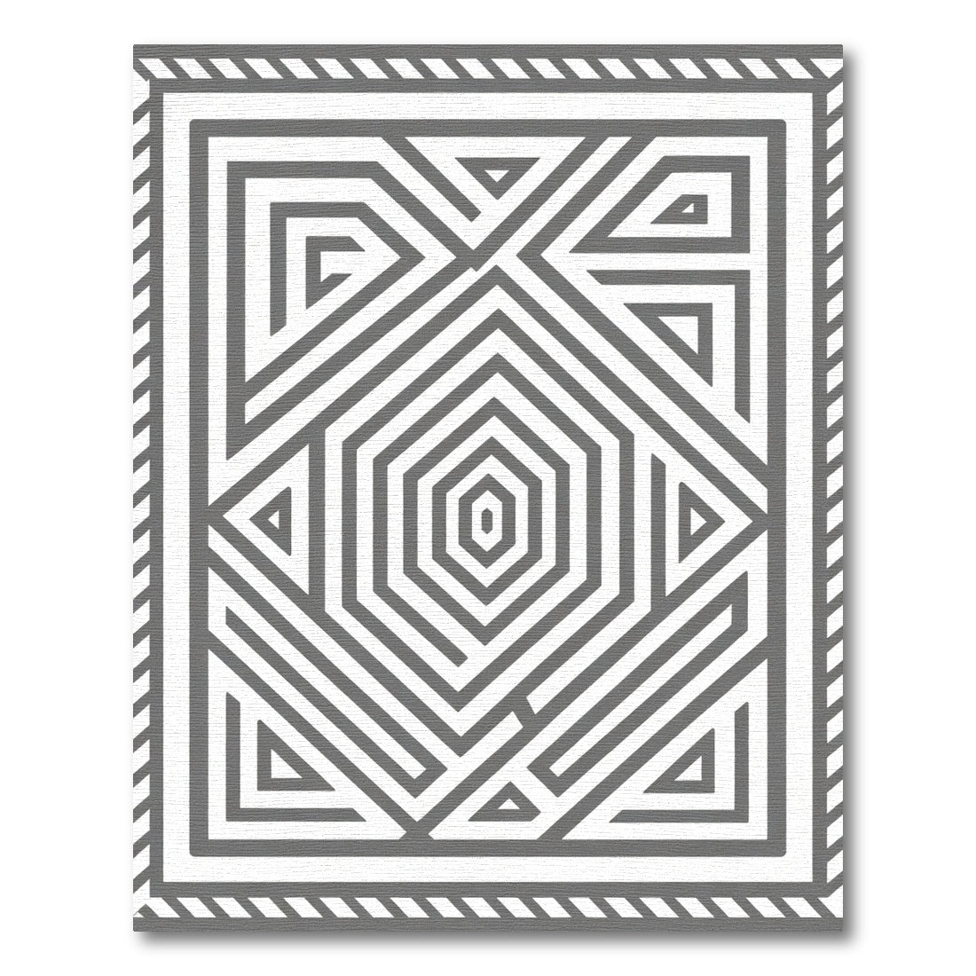 Gray Geometric Hexagon Maze Rug
