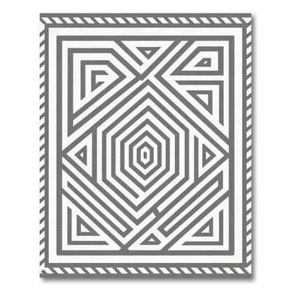 Gray Geometric Hexagon Maze Rug