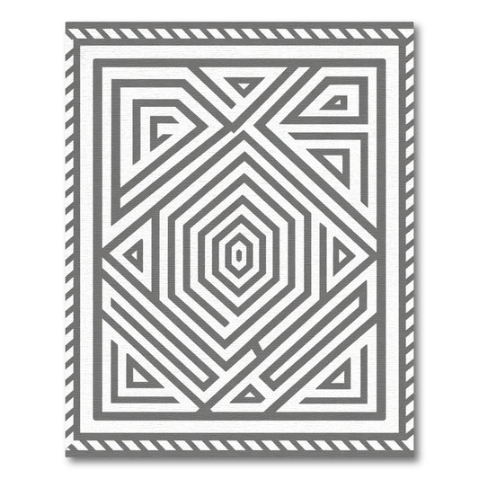 Gray Geometric Hexagon Maze Rug