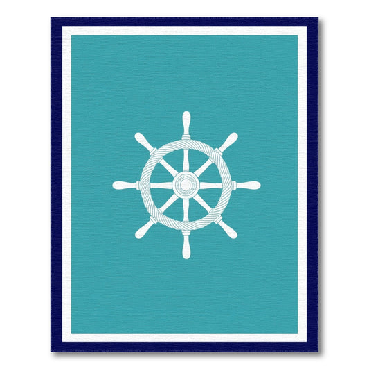 Nautical Ship Wheel Teal Area Rug