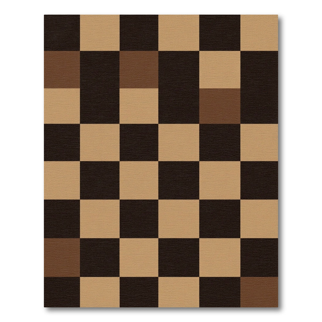 Earthy Brown Checkerboard Squares Rug