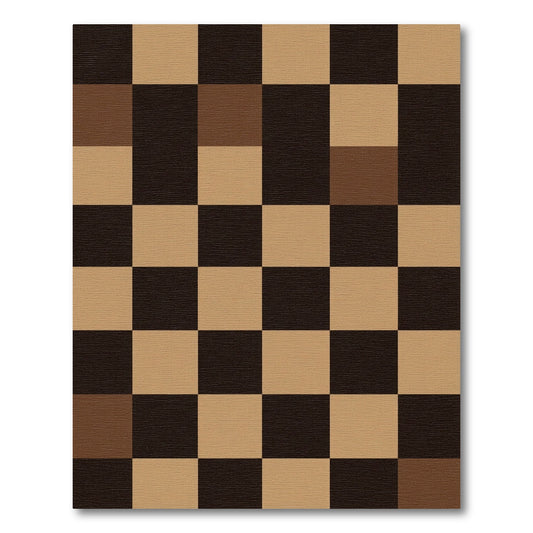 Earthy Brown Checkerboard Squares Rug