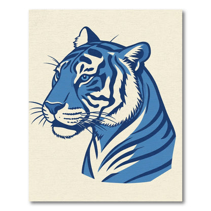 Bold Blue Tiger Head Portrait Rug