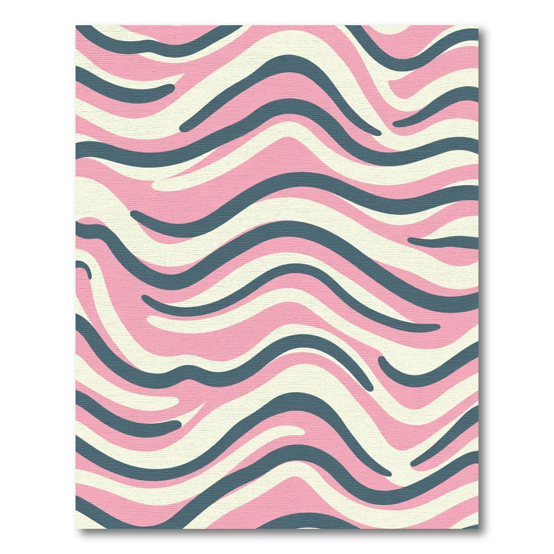 Retro Pink Cream Wavy Bands Rug