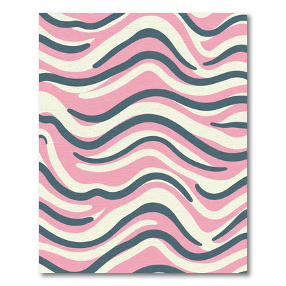 Retro Pink Cream Wavy Bands Rug