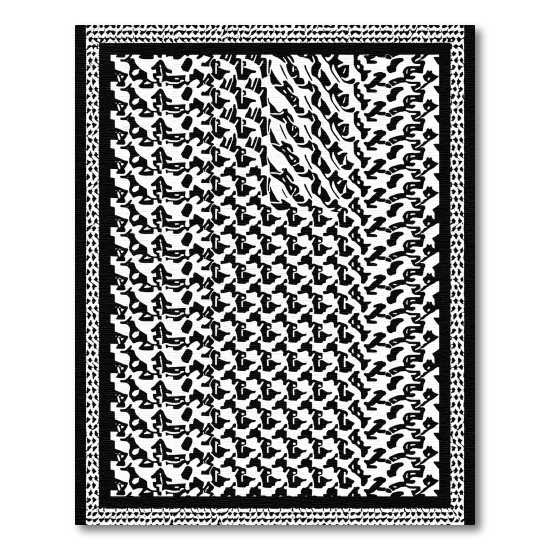 Abstract Black White Geometric Flow Rug