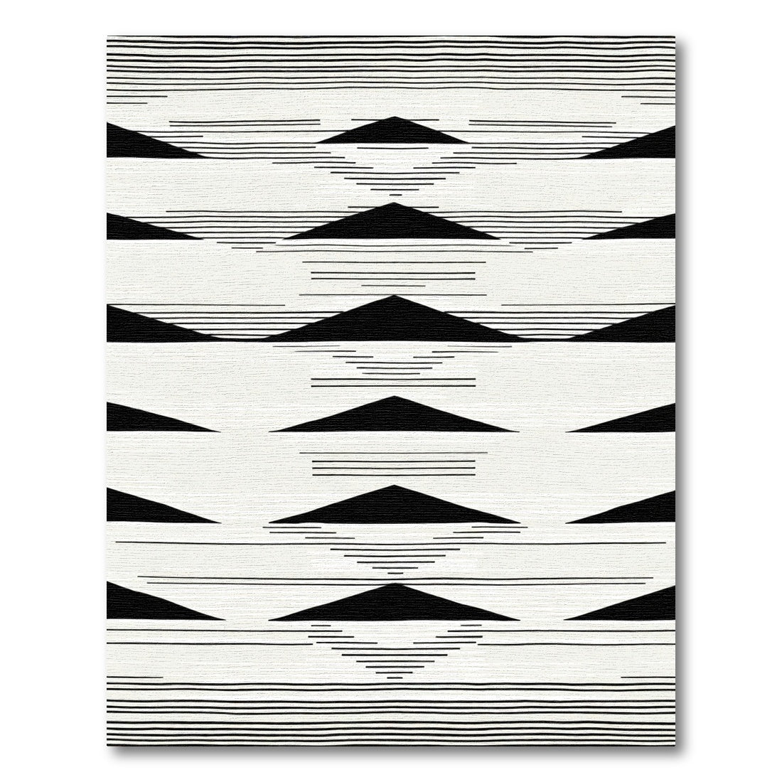Black White Geometric Layered Triangle Rug