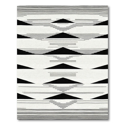 Black White Geometric Layered Triangle Rug