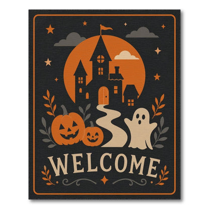 Halloween Welcome Ghost Pumpkin Area Rug