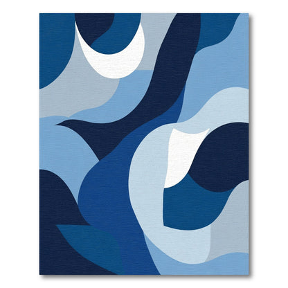 Oceanic Blue Abstract Wave Forms Rug